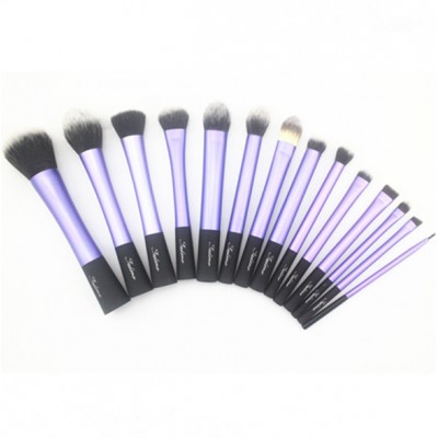 14pcs Blue Long aluminum ferrule makeup brush set