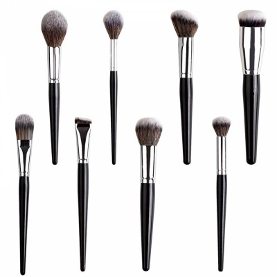 Yrx D027 Cosmetic Black Makeup Brush Set Tool Natural Hair Foundation Eyeshadow Brow Makeup Brush Set Makeup Tools