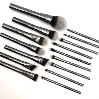 Morph G Collection W074 16pcs Gun Metal Handle Synthetic Fiber Makeup Brushes Set In Stock Makeup Tools