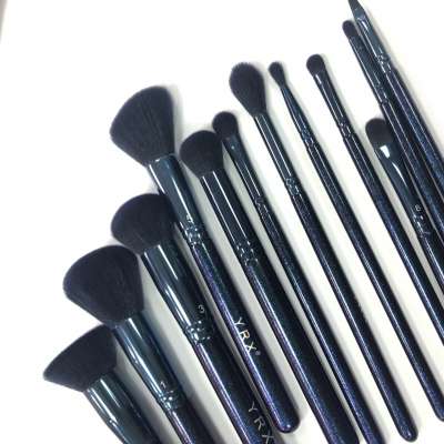 Colorful Wooden Handle  Blue Makeup Brush Set